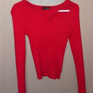Timing Scarlet Ribbed Knit Top